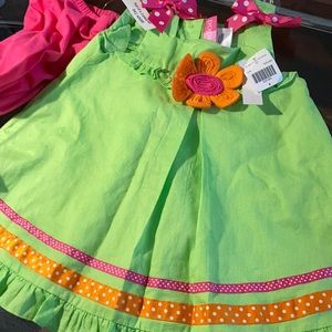 Pink & Green Dress & Legging Set Toddlers